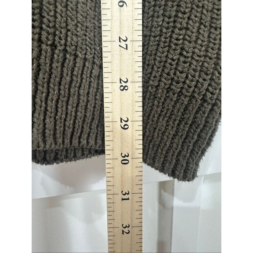 Vintage Eddie Bauer Army Green Cotton Knit Quarter Button Pullover Sweatshirt L - Picture 9 of 10